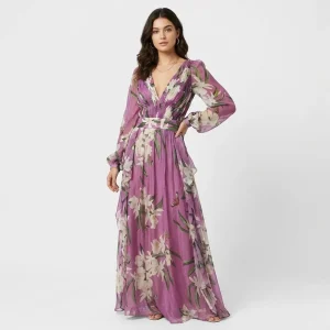 Vestido longo estampado em mistura de viscose | Corte fluido | Elegância urbana