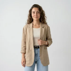Blazer Fluido com Bolsos Amplos e Corte Descontraído