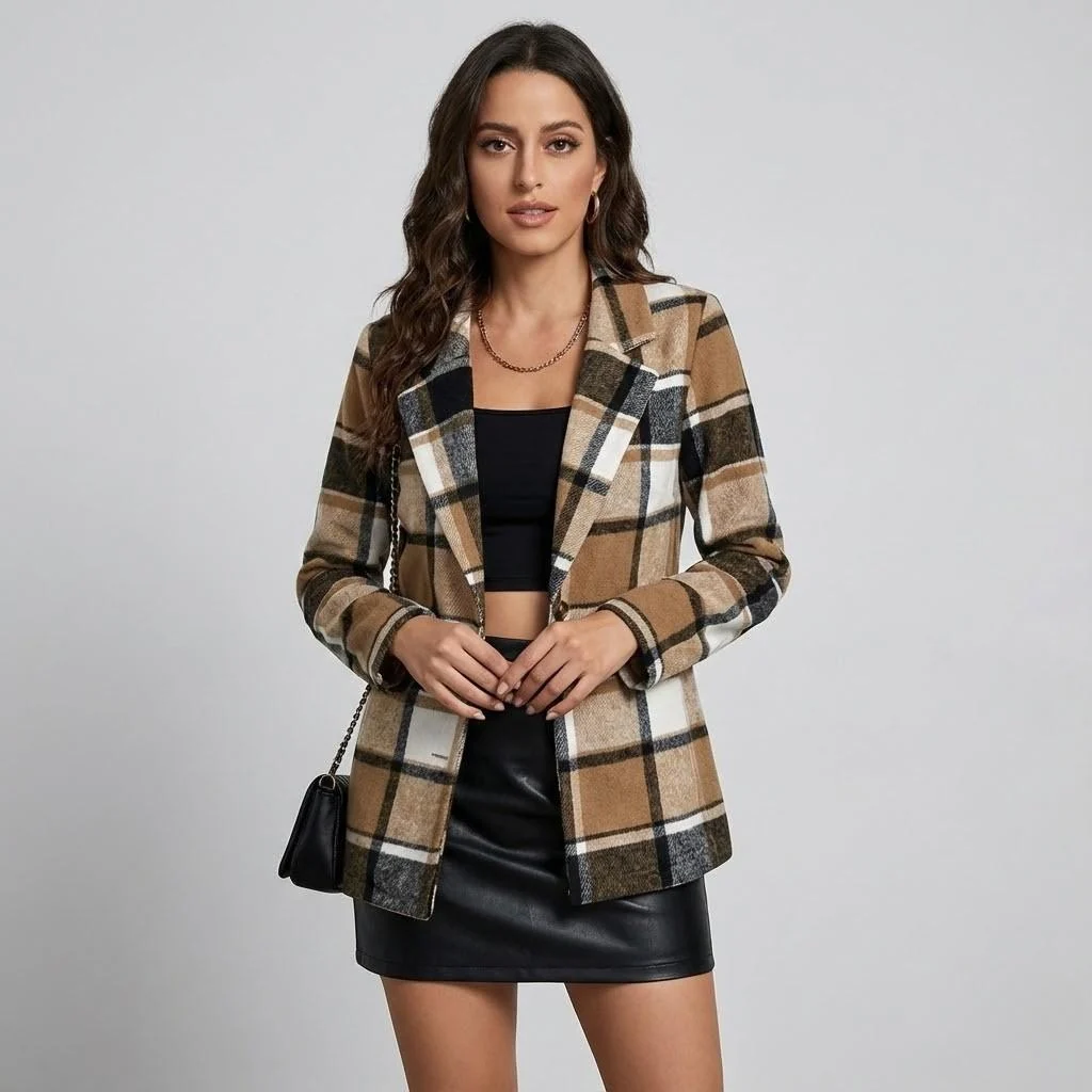 Blazer estruturado em mistura de lã | Corte cintado | Padrão clássico intemporal - Image 2