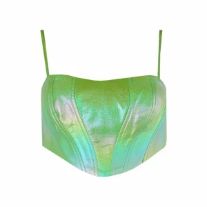 Crop top efeito pele iridescente