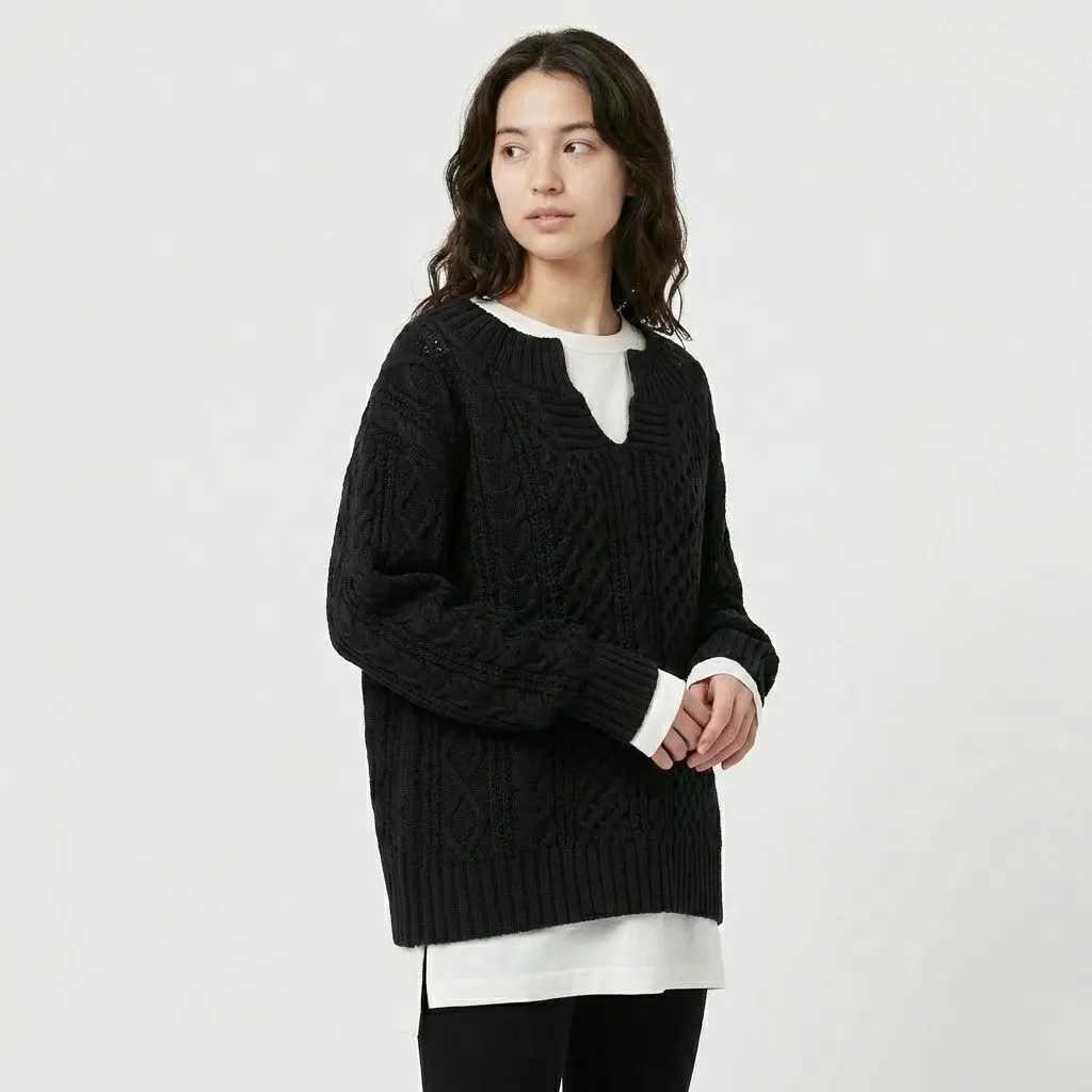 Conjunto oversized em malha entrançada | Corte amplo | Estilo casual contemporâneo - Image 5