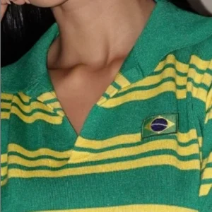 TRICÔ FEMININO POLO LISTRADO MANGA CURTA BRASIL — COPA