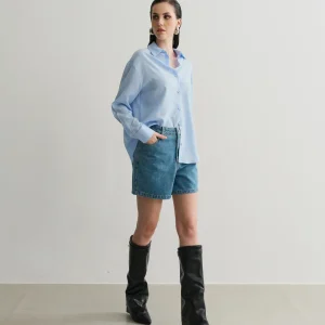 SHORTS MOM JEANS AZUL ESCURO